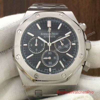 Replica Audemars Piguet Royal Oak Chronograph Watch SS Black Dial